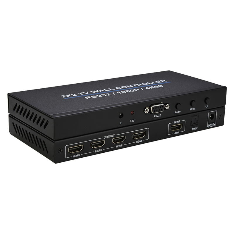 LKPCIGCXM 4K 60Hz 2X2 -Compatible Video Wall Controller Video Wall Processor 4 Channel TV Stitching Box TV Splicer EU Plug. 