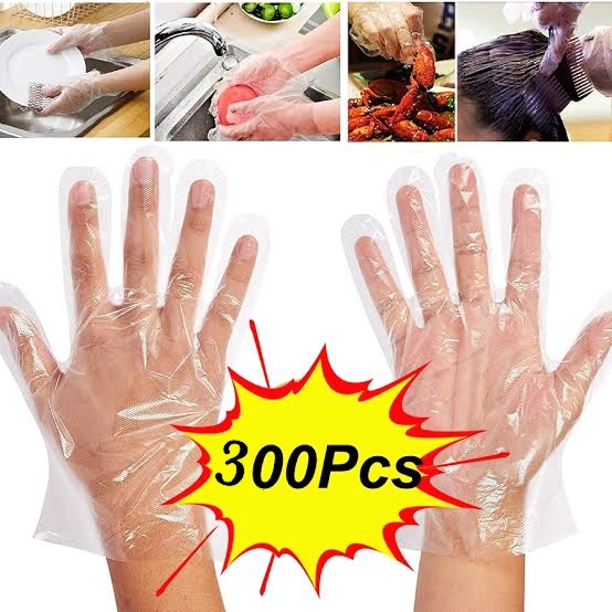 One Time Hand Gloves Poly 3 packet-300Pcs