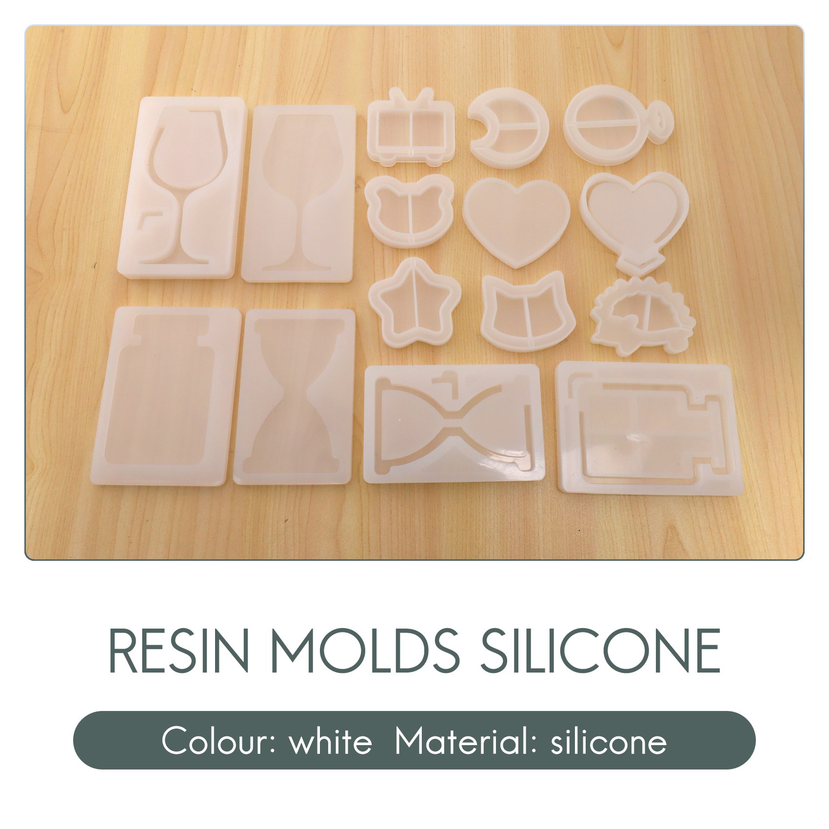 Resin Molds Resin Shaker Mold , with Moon, Heart, Star, Cat Molds,Etc. 