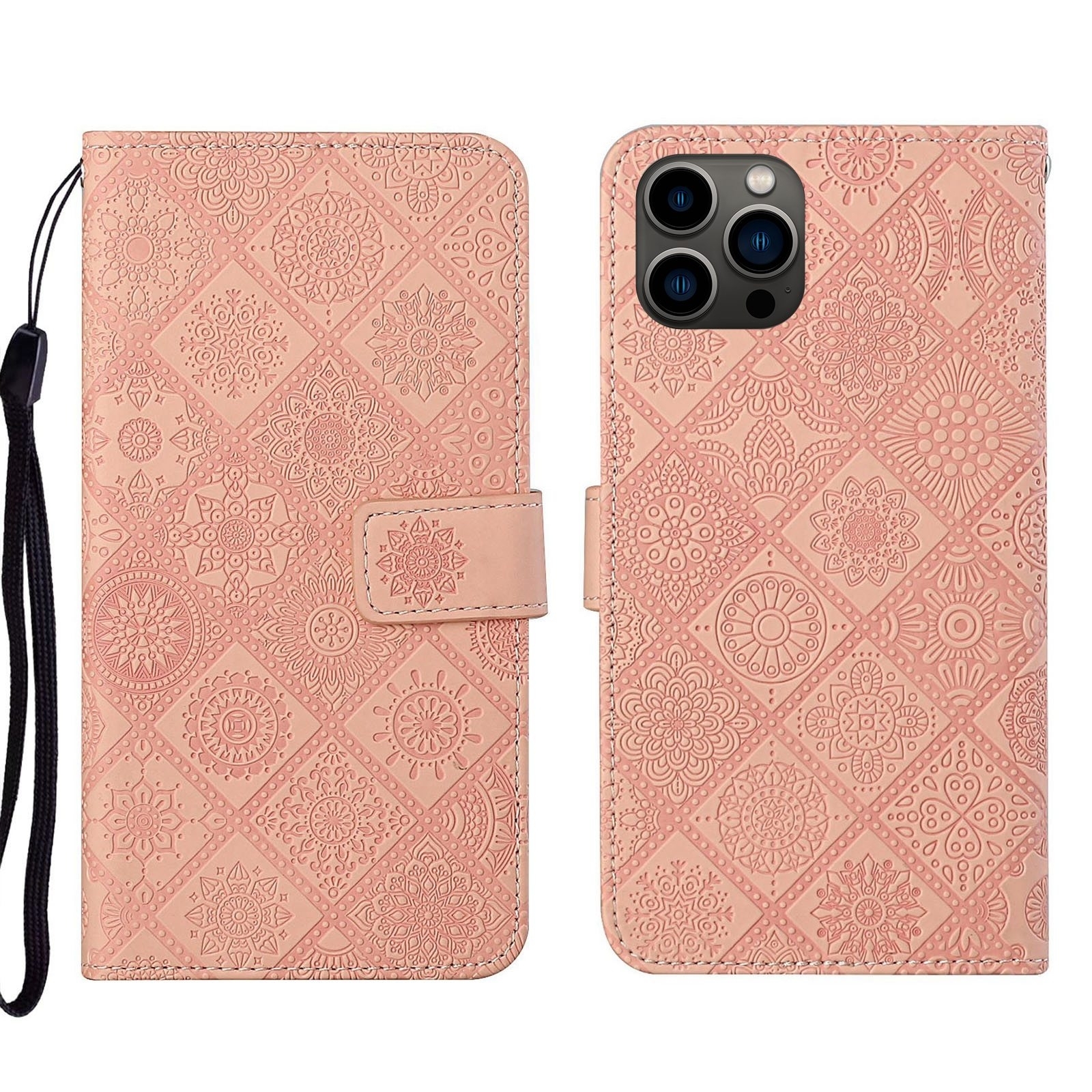 （COD)Ethnic Style Embossed Pattern Leather Phone Case For iPhone 15 Pro Max/iPhone 15 Pro/iPhone 15/iPhone 15 Plus. 