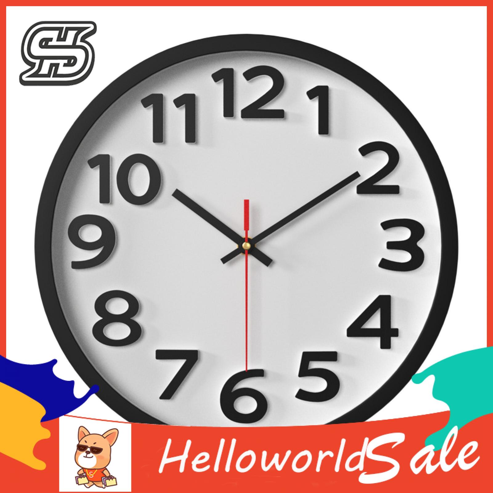 HelloWorld Quartz Clock Non-Ticking Sturdy Structure Office Quartz Clock