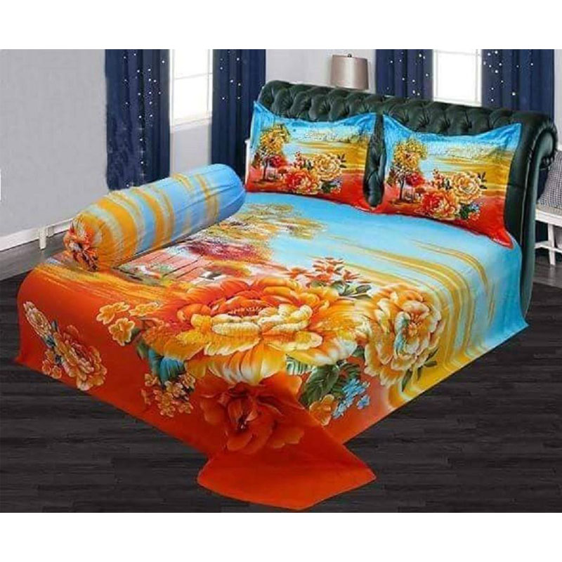 Cotton King Size Bedsheet - 3pcs - Multicolor