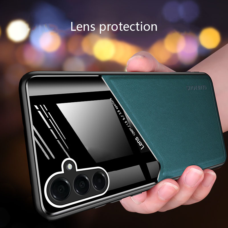 Biruiqu Casing Samsung Galaxy A16 Phone Case Silicone TPU Soft Ultra-thin Leather Back Cover with Magnetic Car Hold Function