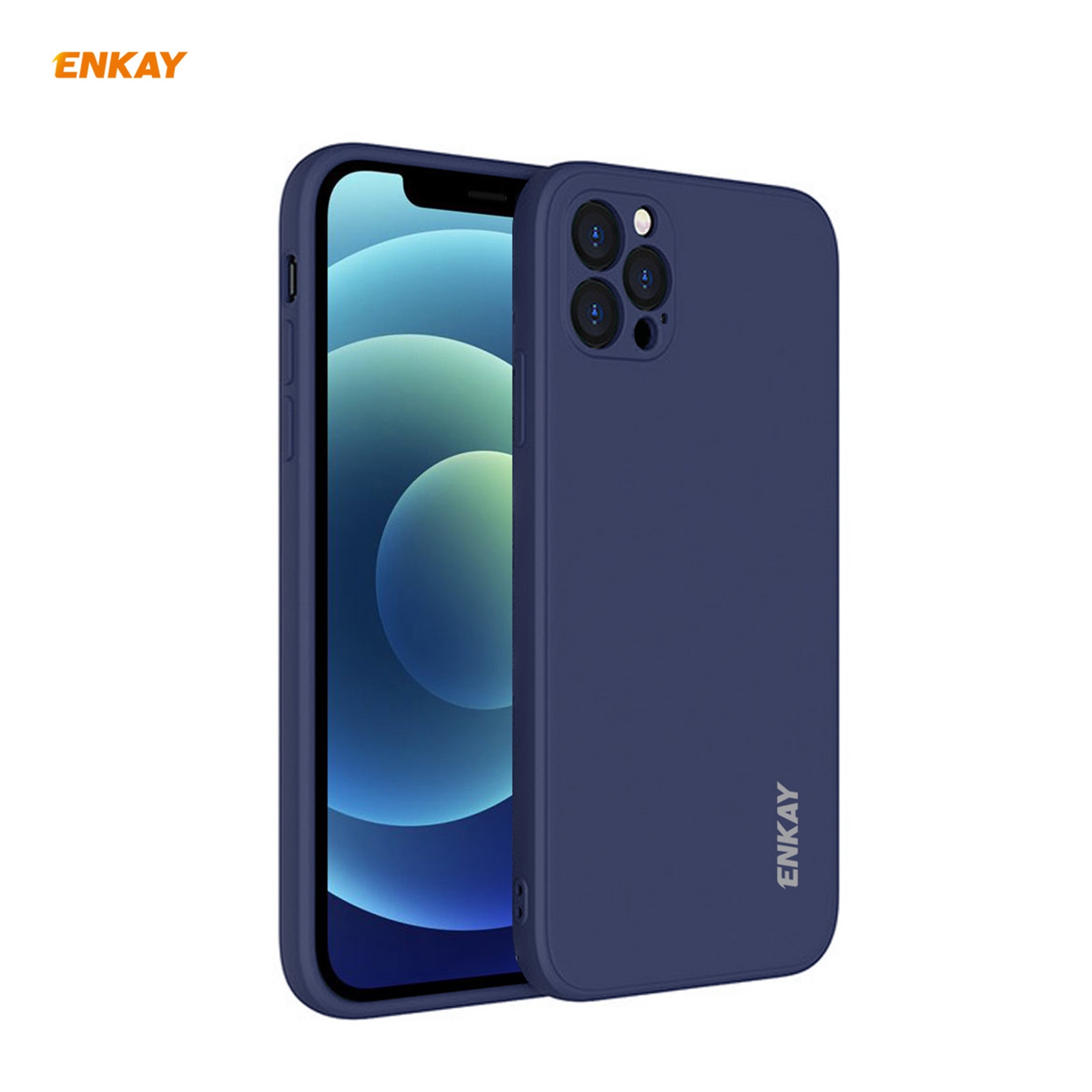 （COD)For iPhone 12 Pro Hat-Prince ENKAY ENK-PC069 Liquid Silicone Straight Edge Shockproof Protective Case