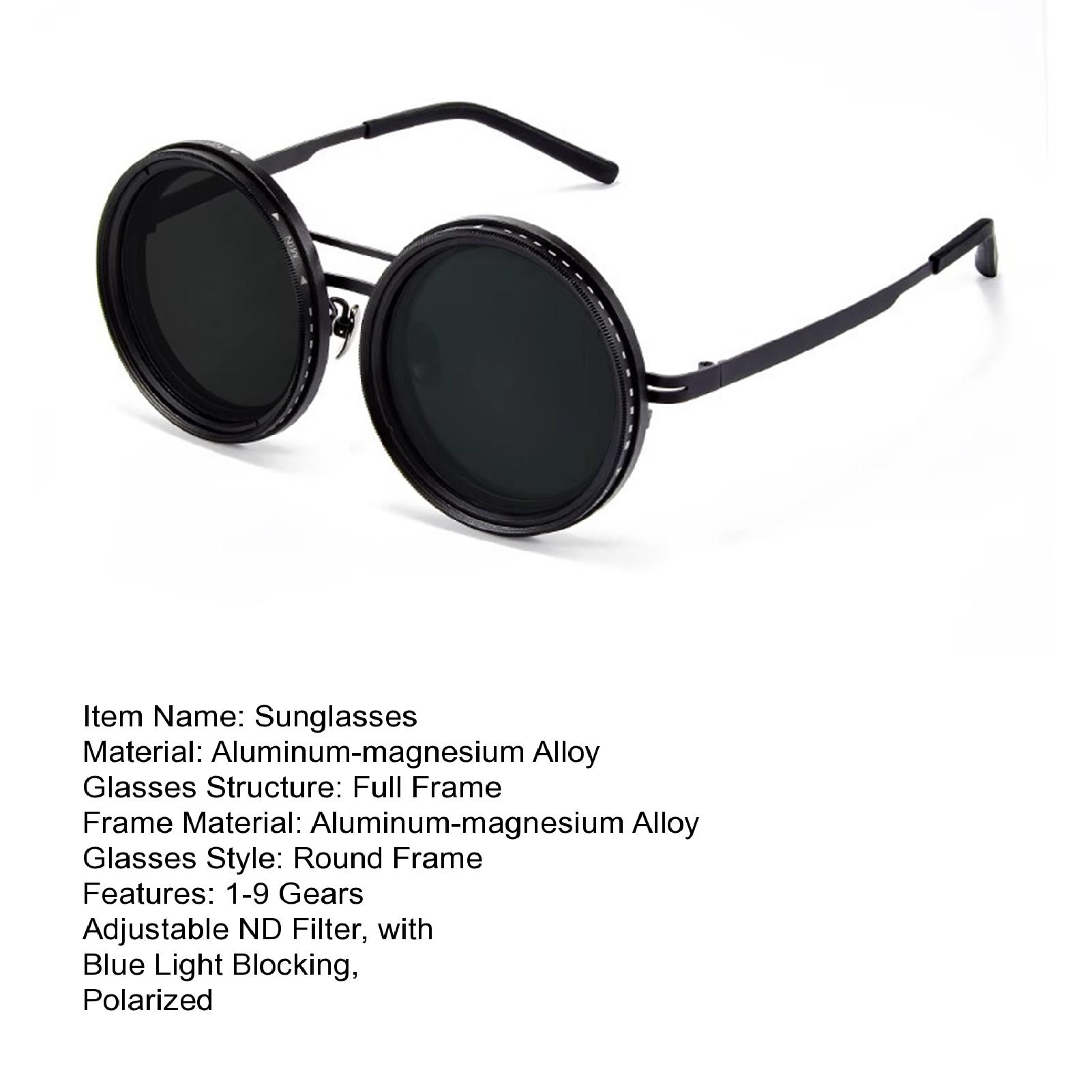 Epoch Circularly Polarized Sunglasses Adjustable Nd Filter Sunglasses Polarized Round Glasses with Blue Light Blocking for Travel Photography Work 1-9 Gears Adjustable Nd Filter Eyewear. 