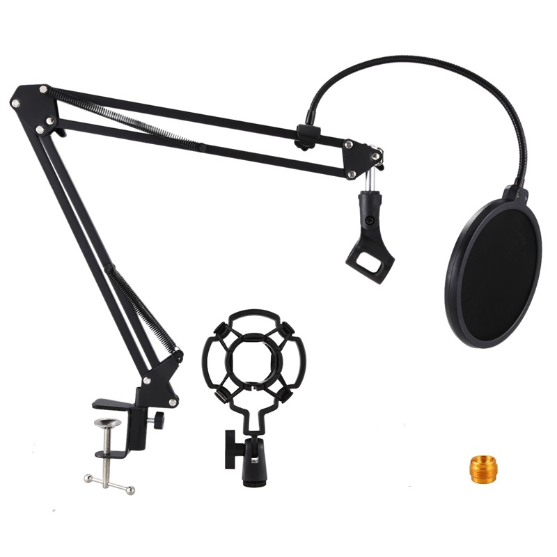 Desktop Microphone Stand Suspension Boom Scissor Arm Stand with 3/8-5/8 Screw/ Shock Mount/ Holder. 