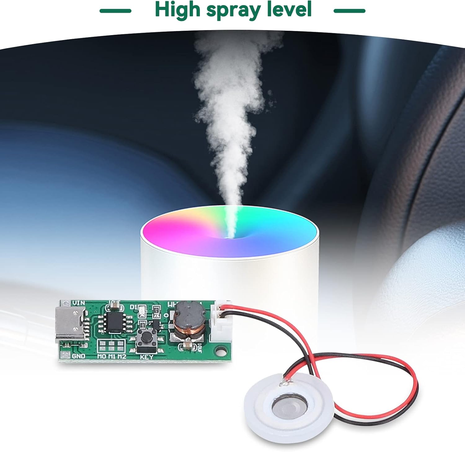 DIY Ultrasonic Mist Maker Humidifier with USB Circuit Board and Atomization Plate. 