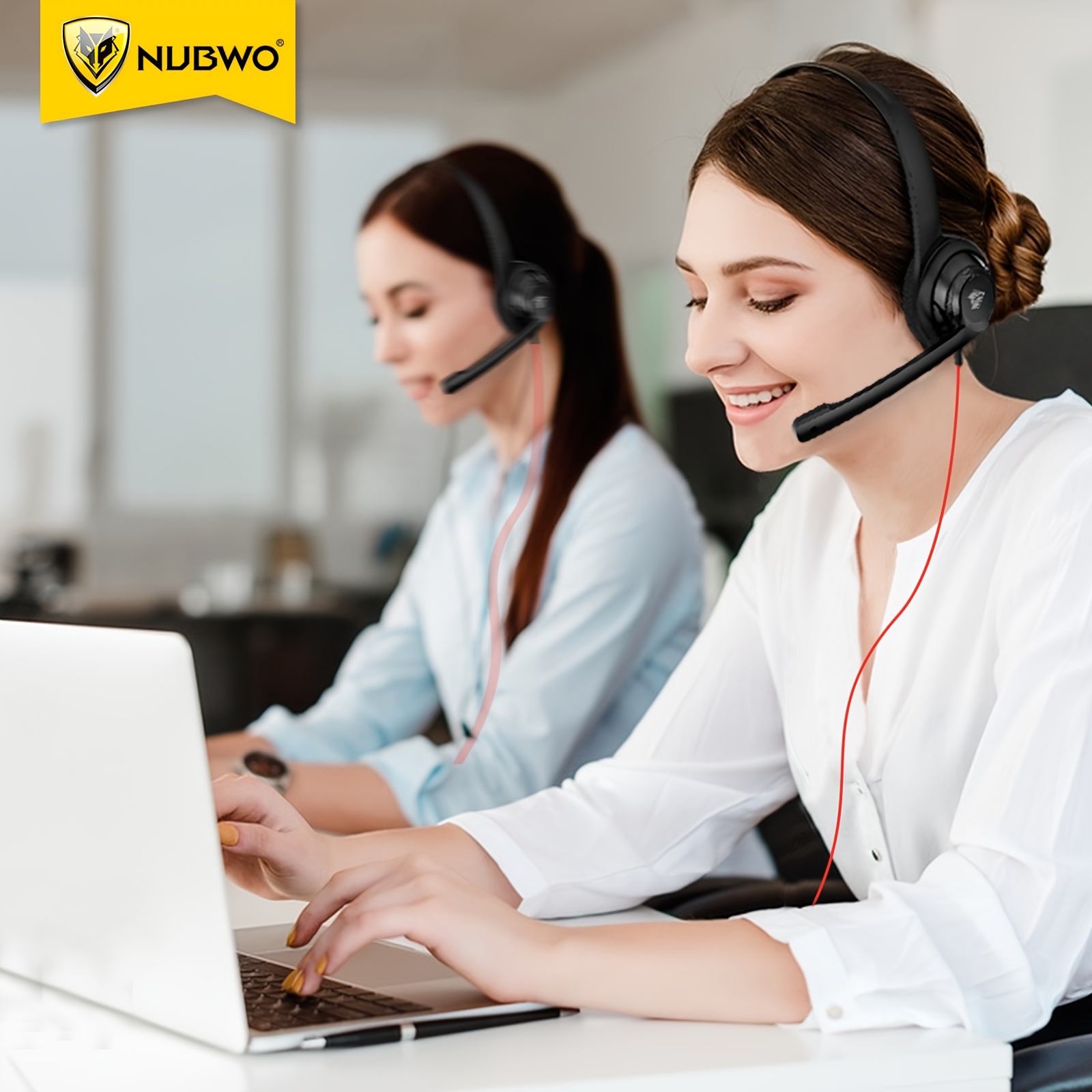 NUBWO HW02 Noise Cancelling Computer Headset With Microphone Black. 