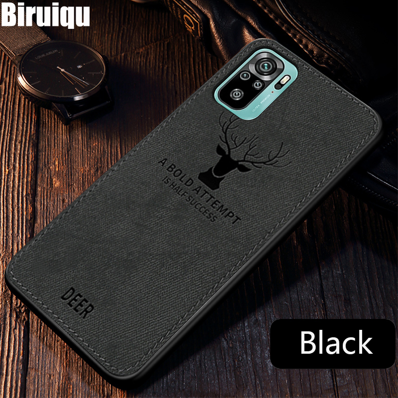 Biruiqu For Redmi Note 10 4G / Redmi Note 10S Hybrid Soft TPU Deer Pattern Leather Shockproof Case Cover. 