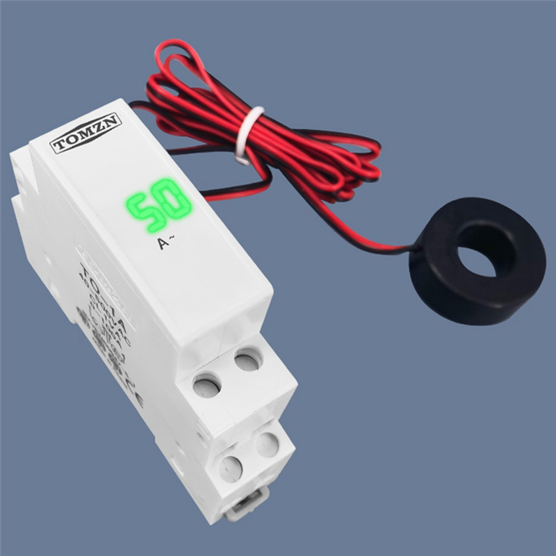 Din Rail Single Phase Ampere Meter Ac 40-500V Mini Modular Ammeter Gauge Indicator LED Digital Display, Not Transparent Easy to Use. 