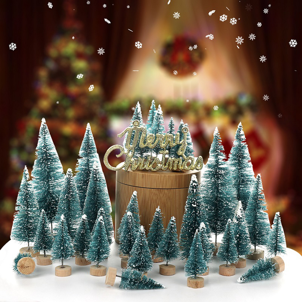Tiny Xmas Tree Lightweight Mini Snowy Pine Tree Xmas Party Ornament. 