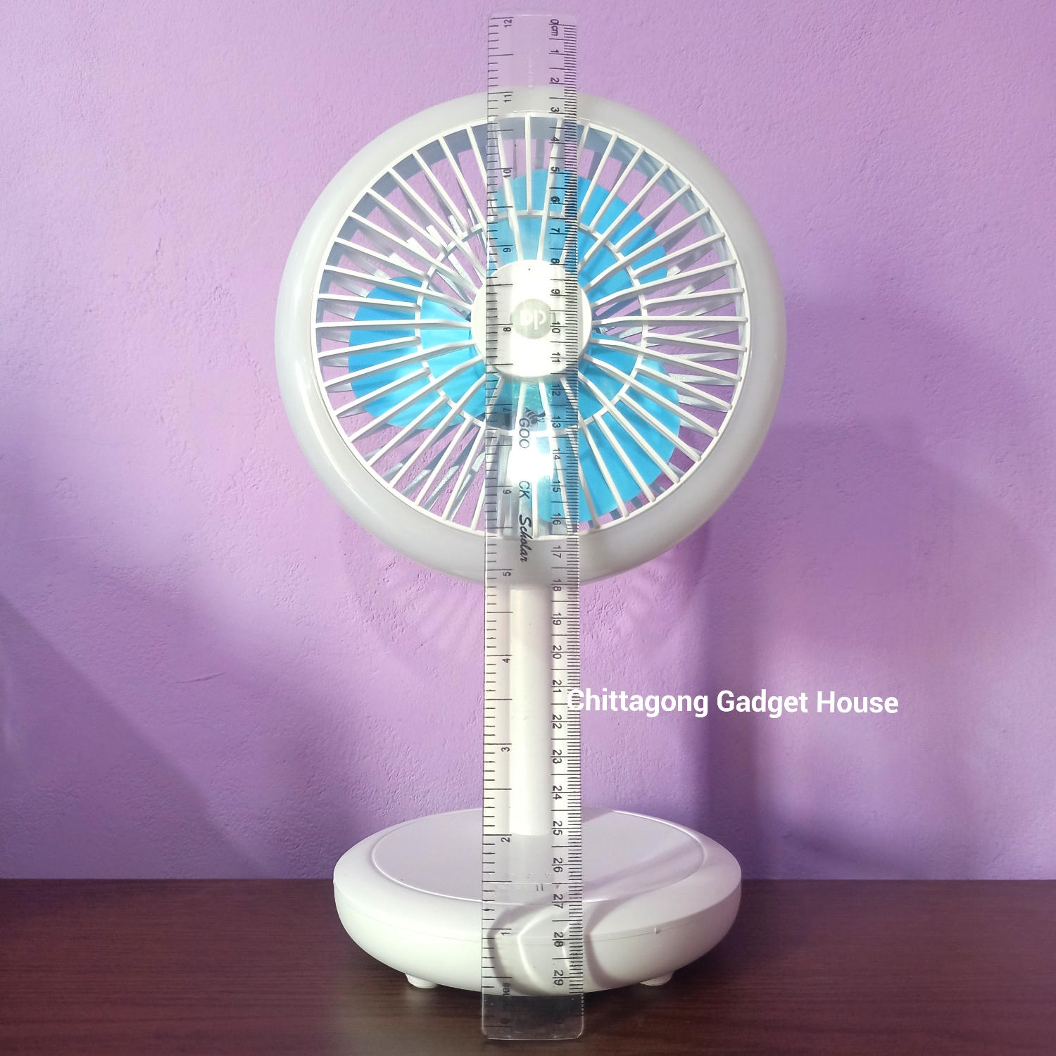 DURATION POWER DP-7632 Rechargeable 4000mAh Battery Up-Down Adjustable Three Speed Modes Fan With LED Lamp. 