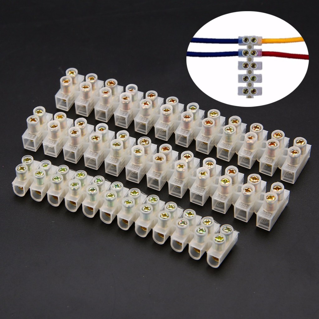 10Amp 12Way Heavy Duty AC 220v 10A 12 Way Electrical Screw Terminal Connector PVC Plastic Barrier Terminal Block Cables Strip. 