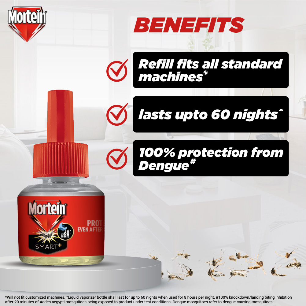Mortein Mosquito Repellent Refill, Works with all Machine, 100% Dengue Protection, Refill lasts for upto 60 Nights. 