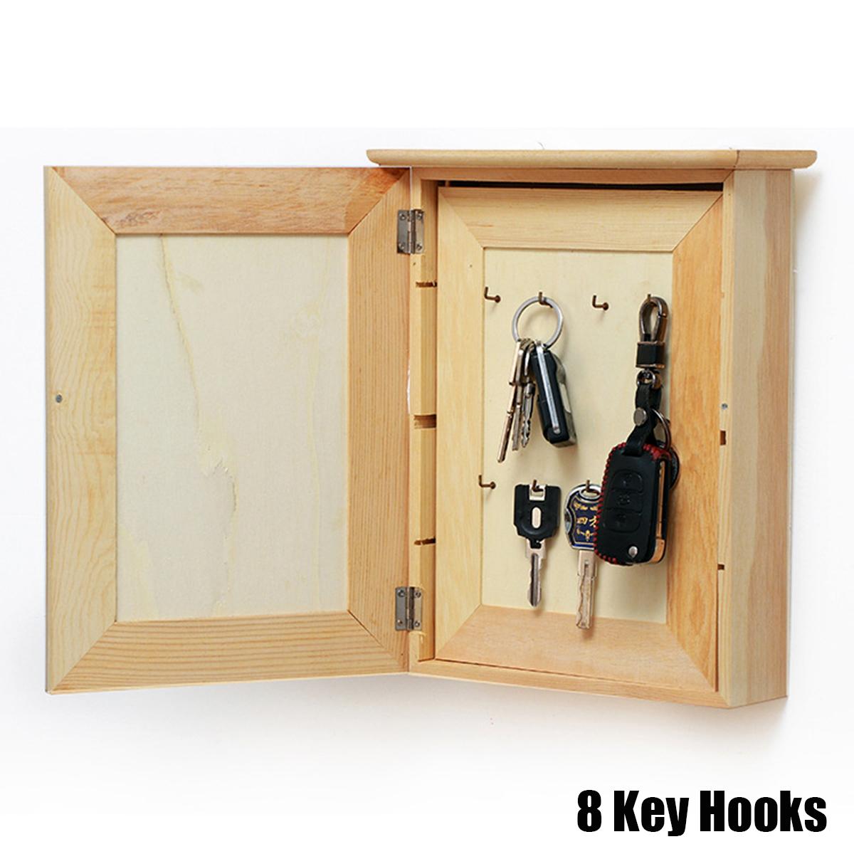 Wooden Key Box Tools Diy Keys Storage Hooks Holder Organizer