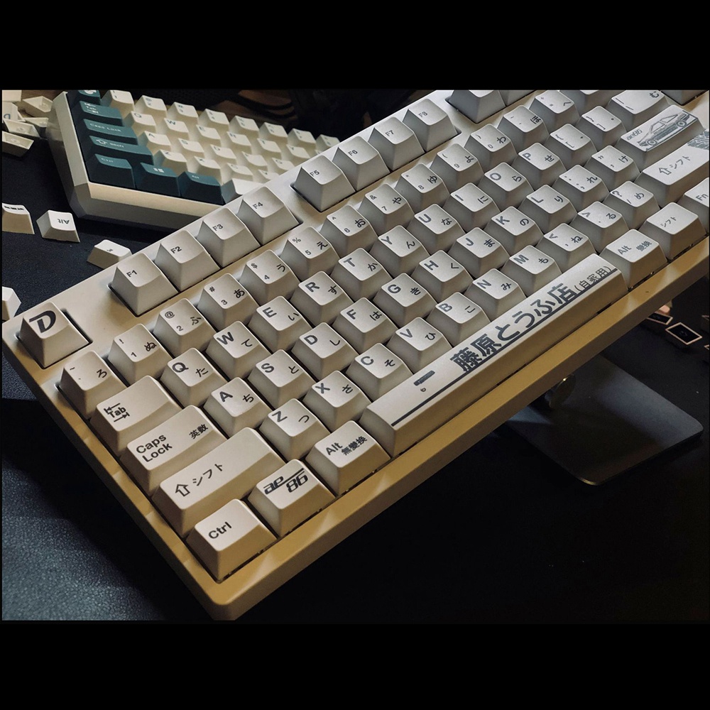 124 Keys Japanese PBT White AE86 Initial D Cherry Keycaps for Cherry MX Keyboard 61 68 84 87 96 98 104. 