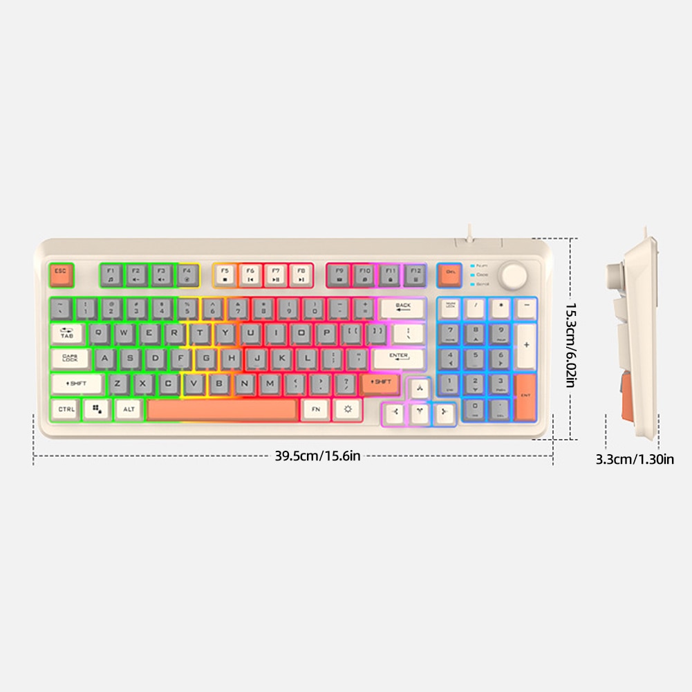 K82 Gaming Keyboard RGB Light Mechanical Keyboard USB Port Luminous Keyboard 94 Keys Wired Keypad for Notebook Laptop Desktop. 