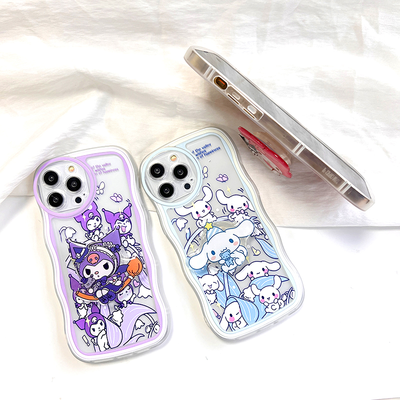 Jizetin for Vivo V27E Back Cover + Free Pop Socket Sweet Melody Soft Wavy Shape TPU Phone Case For Girls Boys. 