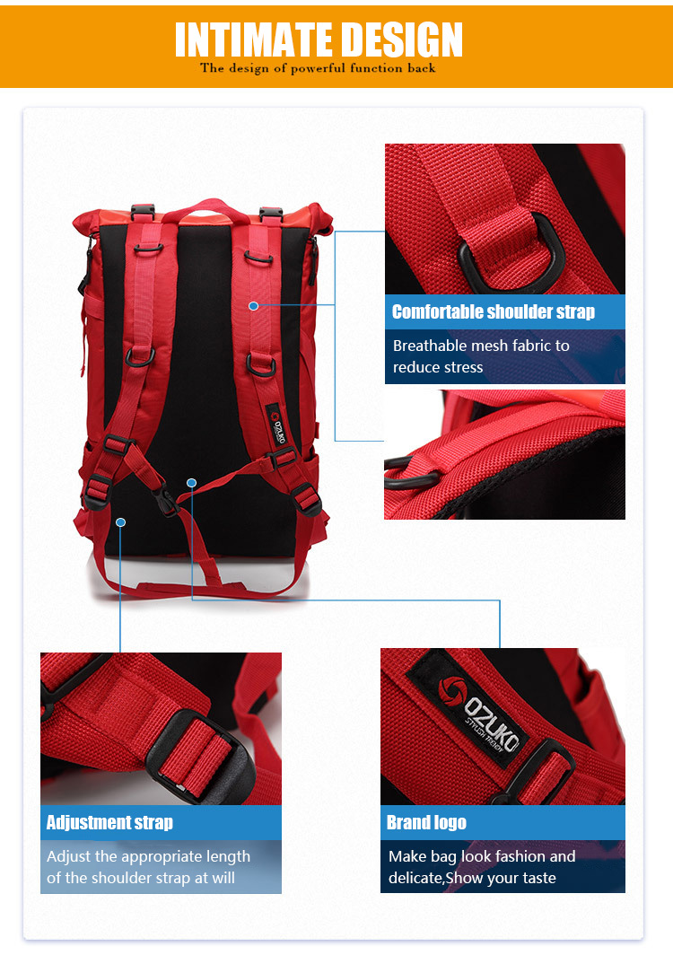 Ozuko 8020 Waterproof Laptop Travel Backpack description image 8