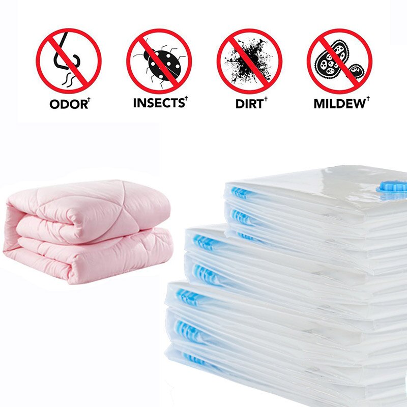 【DM bag factory Store】Vacuum Home Transparent Space Saver Storage Organizer Bag with for Clothes Quilt Compression Bag. 