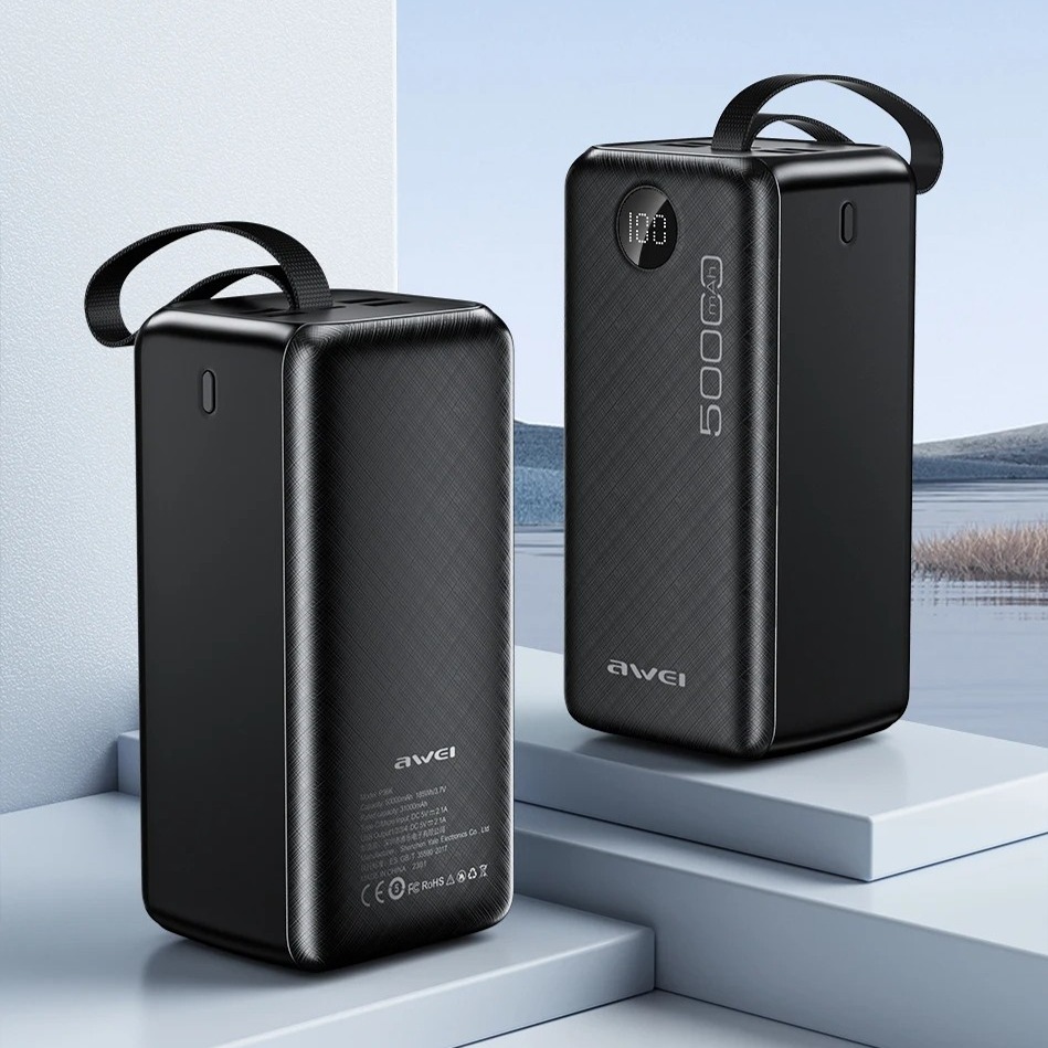 AWEI P36K 50000mAh High Capacity 2.1A Four Output & Two Input Ports Power Bank With LED Display. 