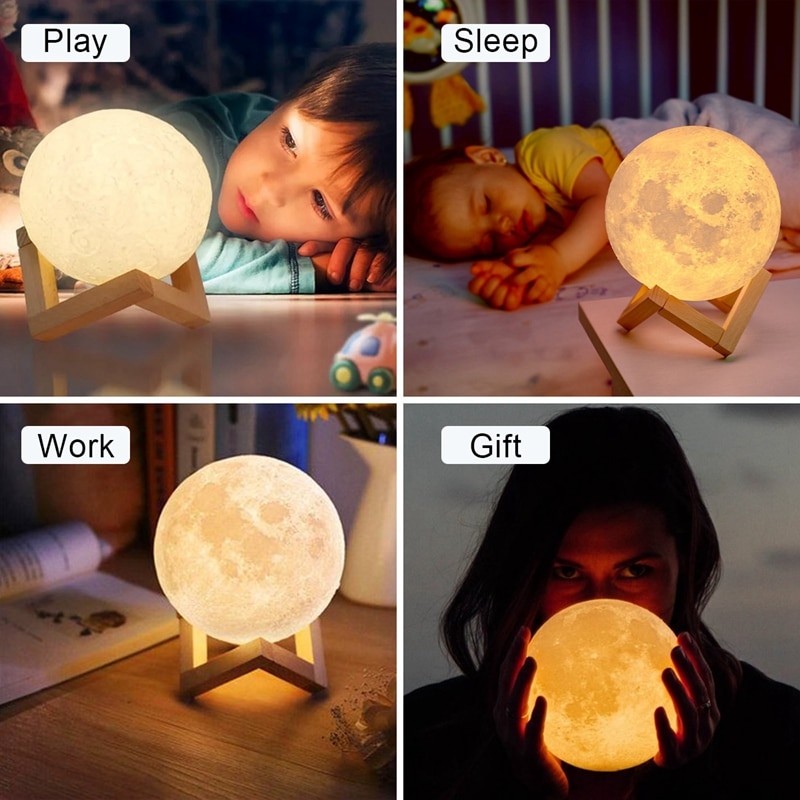 15 CM 3D Moon Lamp 16 Colors Remote & Touch Table Lamp. 