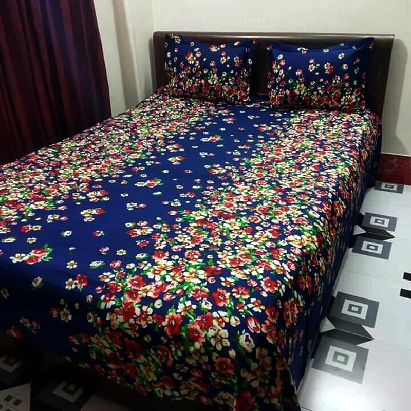 Cotton King Size Bedsheet - 3pcs - Multicolor