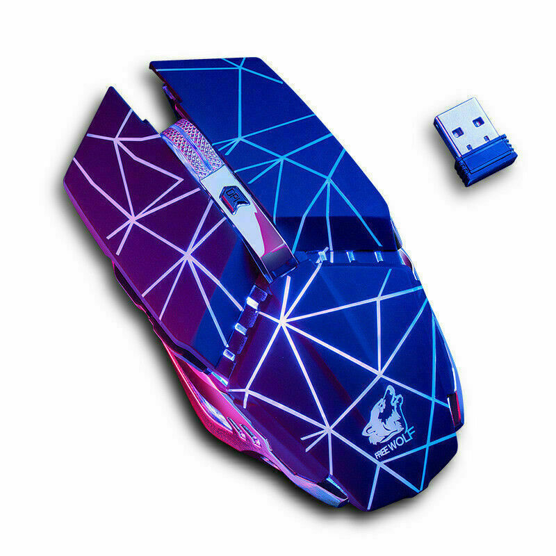 Free Wolf X11 2.4GHz Wireless Mouse rechargeable luminous mechanical gaming mouse Wireless Computer Mouse hot sell. 