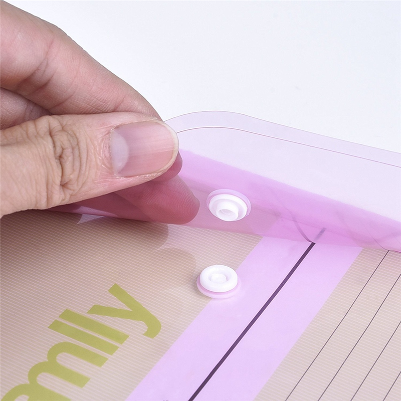 12Pcs Multi File Envelope PVC Snap Button File Bag 6 Colors A4 with Business Card Holder File Bag. 