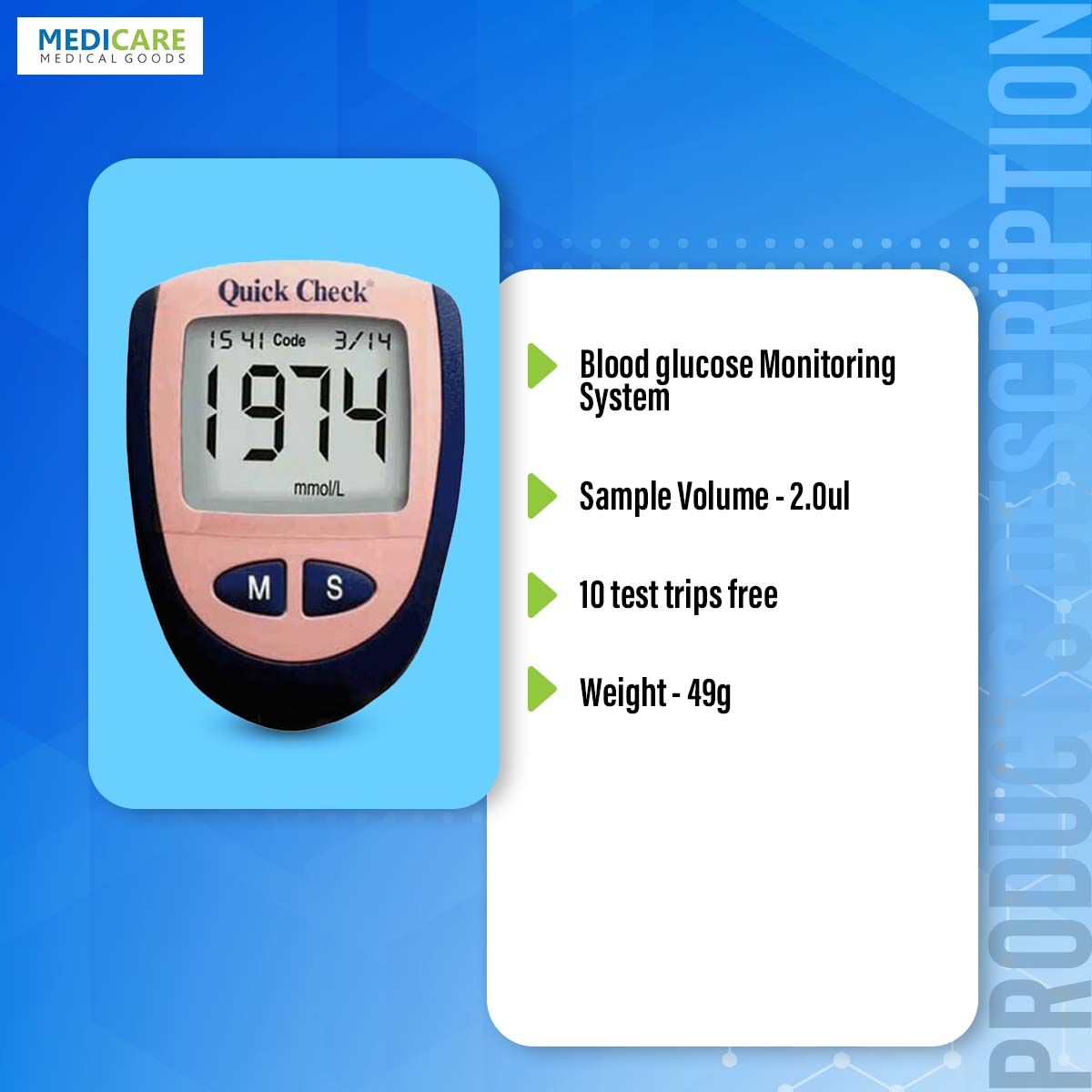 Quick Check Diabetes Glucometer. 