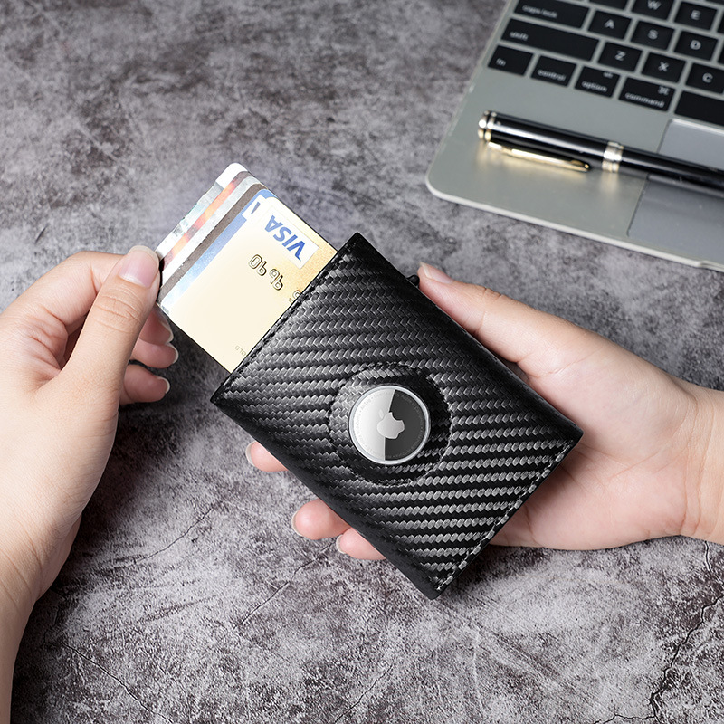 European and American automatic ejection metal box card holder positioning tracker wallet men's commuting multi-function card holder card holder