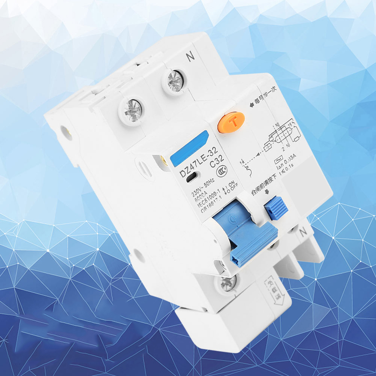 DZ47LE-32 1P+N C32 RCCB Residual Current Circuit Breaker 30mA 230/400V. 