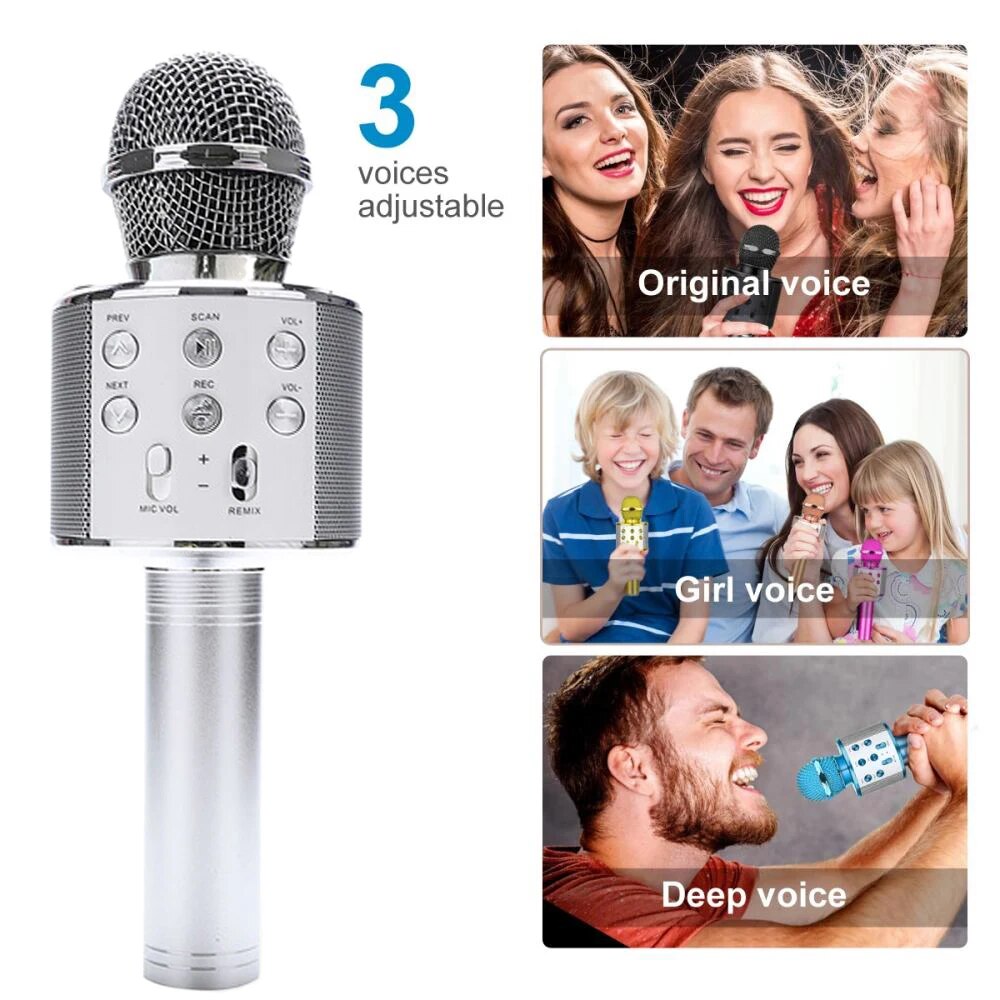 Children's Microphone Karaoke Home System Portable Bluetooth Speaker with Wireless Mic For Kid. 