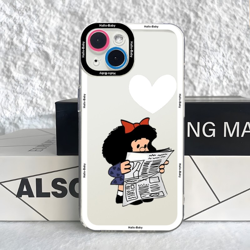Cartoon Mafalda Phone Case Case For IPhone 15 14 13 12 11 Pro Max Mini XS X XR SE 7 8 Plus Soft Angel Eyes Cover. 