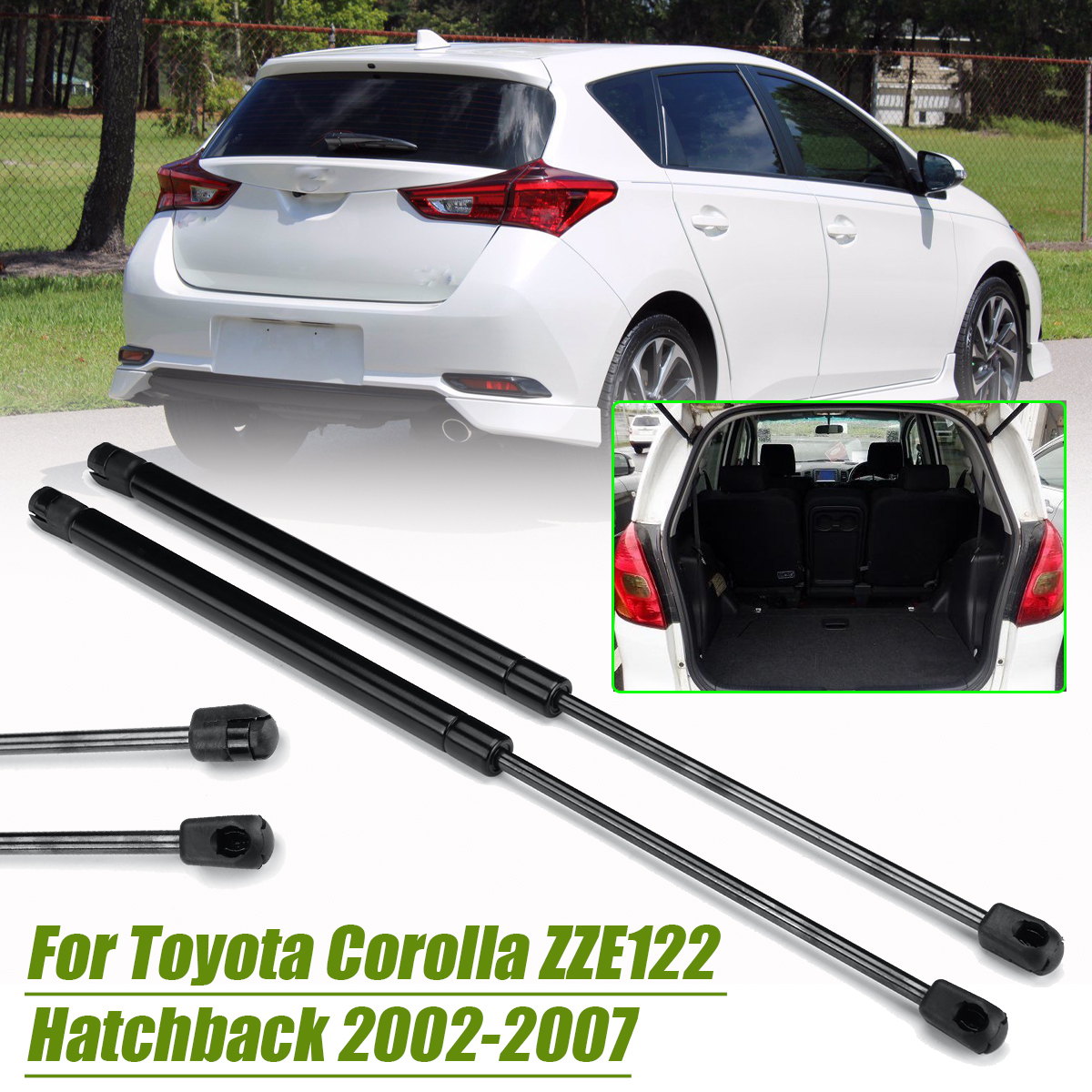 2 x NEW Gas Trunkt Gas Struts Rear Tailgate Boo suit For Toyota Corolla HATCH BACK 2002 to 2007 Conquest Ascent MA