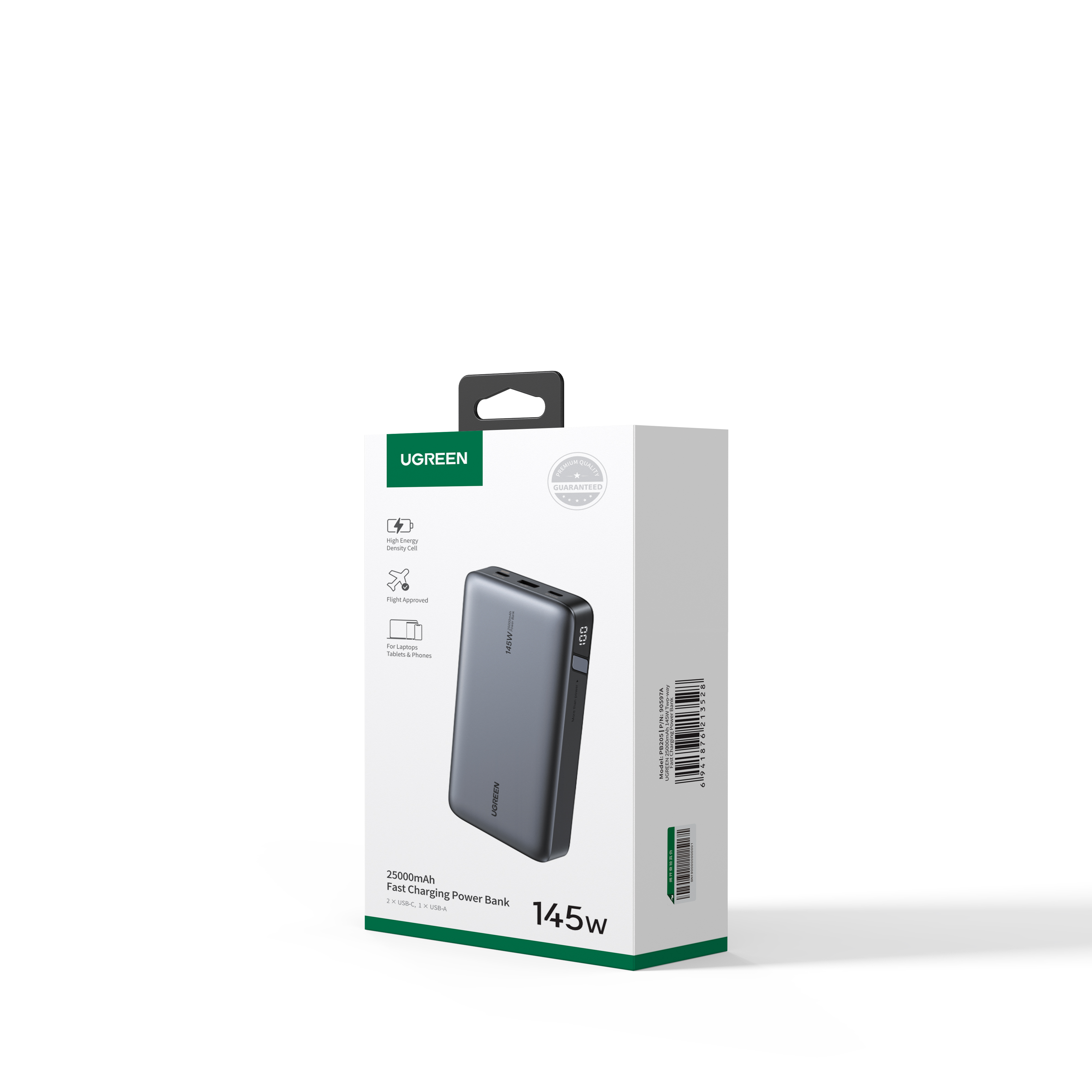 UGREEN PB205 (90597A) 25000mAh 145W Fast Charging Power Bank - Grey - UGREEN Two-way Fast Charging Power Bank - Lightning-fast PD 3.1 and QC 3.0 technologies for rapid charging -  Total Output: 145W - Battery Capacity: 25000mAh. 