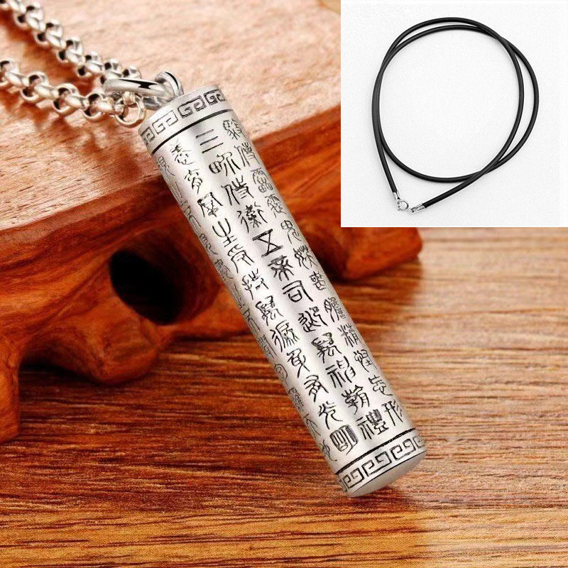925 sterling silver golden light mantra Shurangama mantra pendant pure silver pendant amulet good luck men and women necklace jewelry