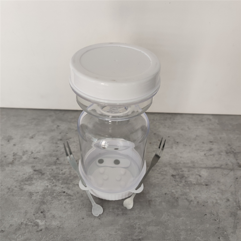 FORIDE Reusable Wet and Dry Separation Pickled Jar with Fork - Multipurpose Round Flip Top Jar for Daily Use. 