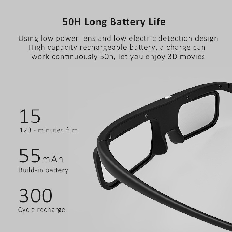 DLP-link active shutter 3D glasses are suitable for projectors such as JMGO Optoma, XGIMI and Acer. 