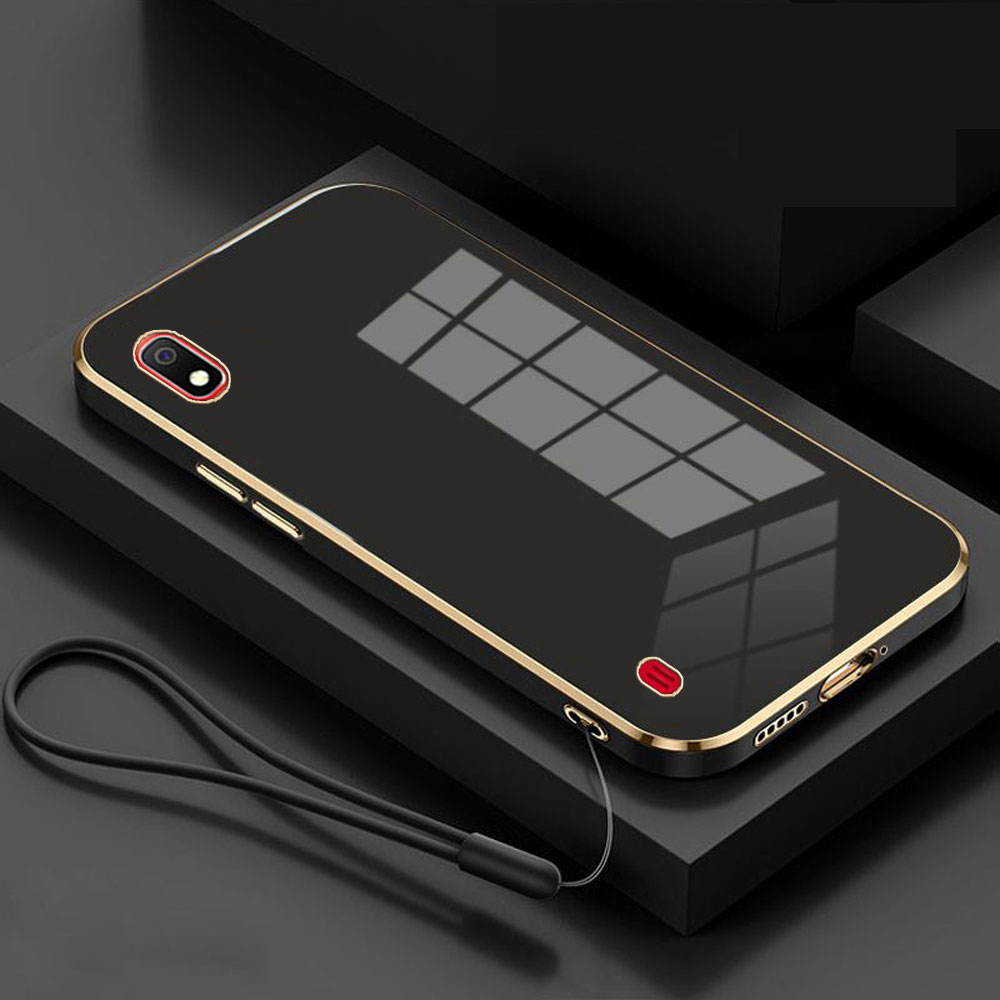 For Samsung Galaxy A10 Case Luxury Square Plating SM-A105F, SM-A105G Phone Case ShockProof Silicone Back Cover Fundas. 