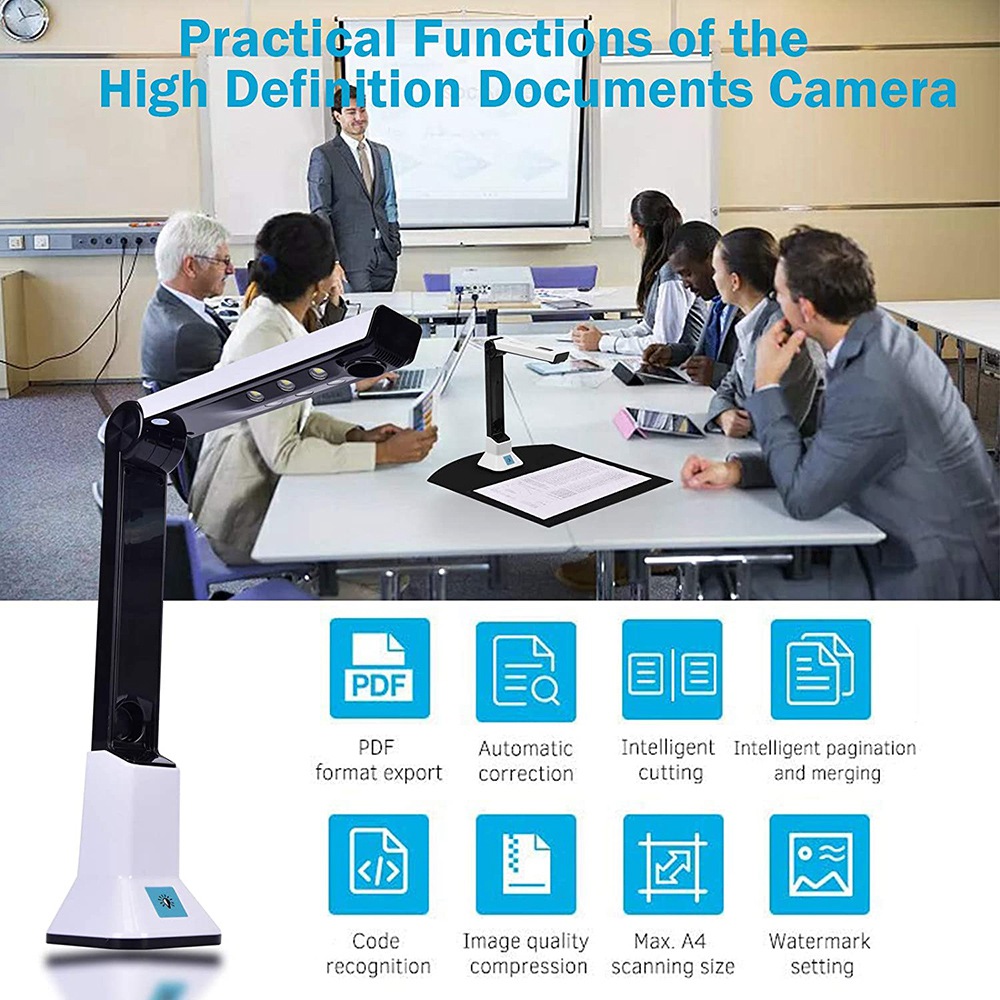 Document Camera for Teachers, Portable USB Document Camera Scanner with Stand 8MP HD A4 Format Cam Photo Scanner. 