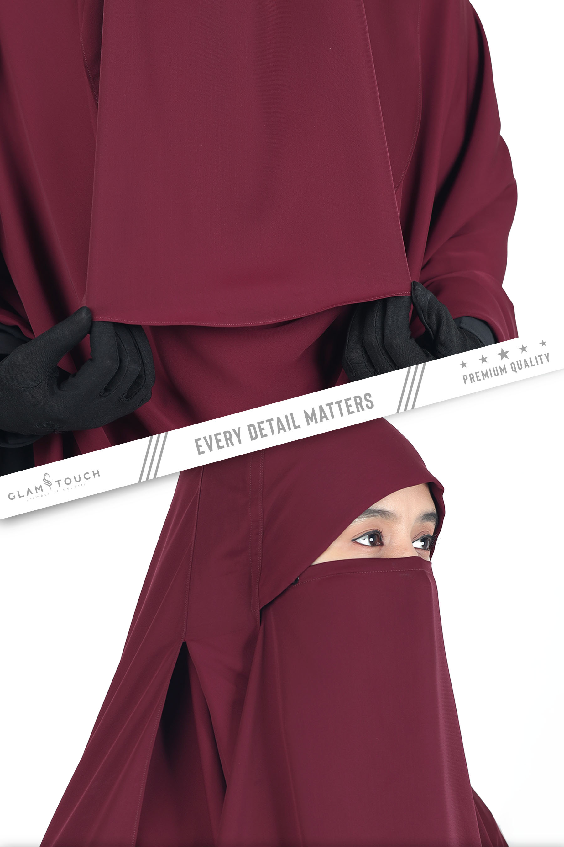 Glam Touch Extra Coverage One Loop Ready Hijab Set. 