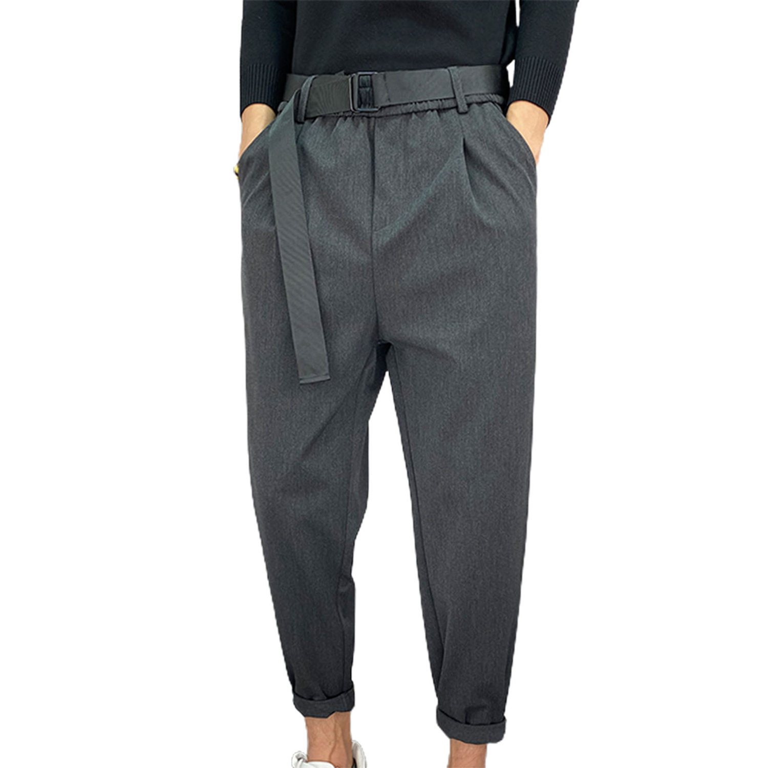 Harem Pants Solid Color Deep Crotch Pencil Pants. 