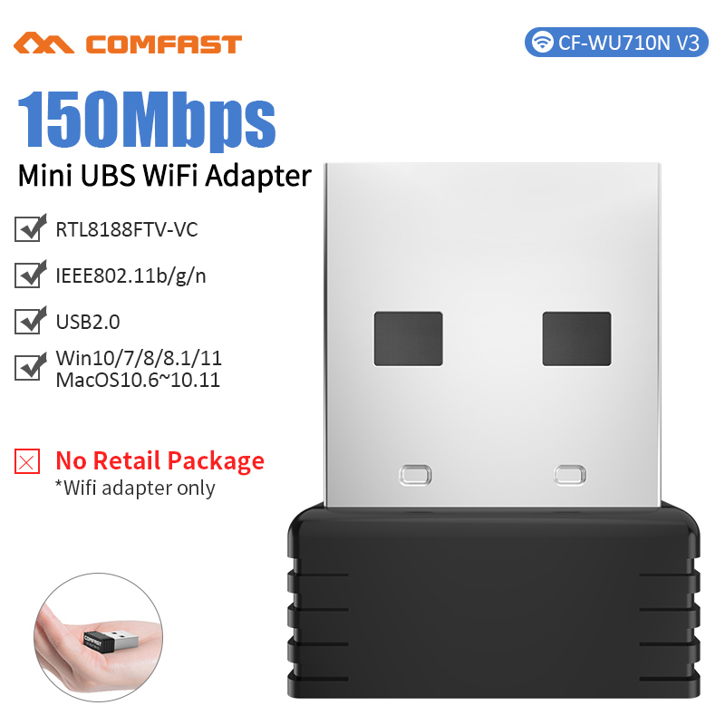 Comfast USB Adaptador Mini Wifi Adapter 150M Usb Wi Fi Para PC Receiver Wi-fi Dongle Network Card Desktop Win7 8 10 11 7601 8188. 