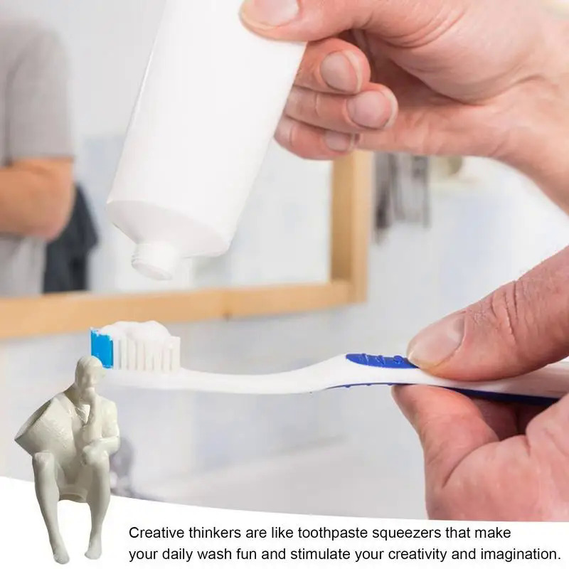 1Pc Creative Funny Thinker Pooping Little Man Toothpaste Squeezer Novelty Weird 3D Toothpaste Head Toothpaste Prank Toys. 