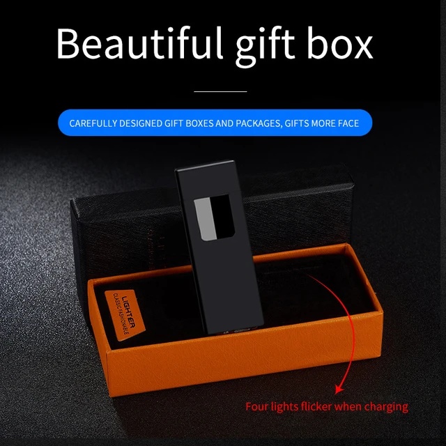 Smart Fingerprint Sensor Lighter Flameless Windproof Lighter Double Side Cigarette Ignition Lighter USB Rechargeable Lighter Best Gift for Your Boyfriend, Family, Your Father. 