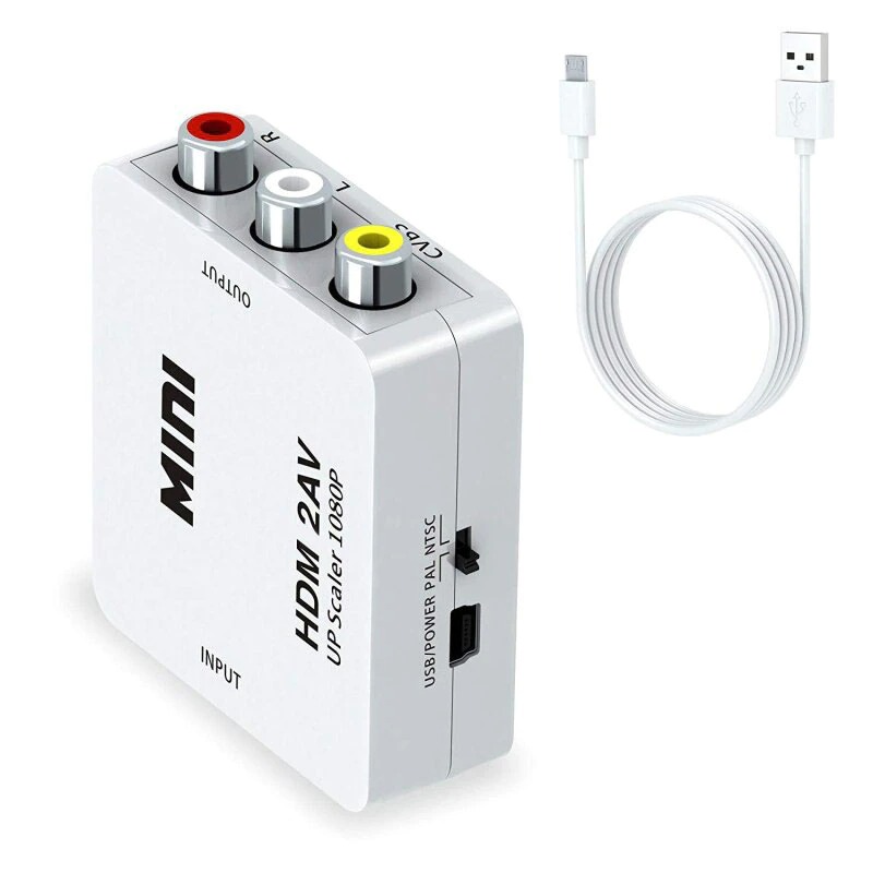 Hi Speed  1080P HDMI To AV CVSB L/R RCA Converter HDMI2AV Adapter Support NTSC PAL Output Standard HDMI Interface HD Video Box - Cable Protector. 