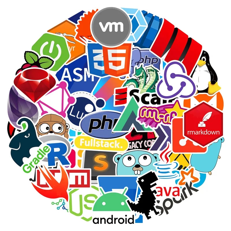 10/30/50/100pcs Programmer Internet Java Stickers Geek Php Docker Html Programming Language For Phone Laptop Luggage Car Decals