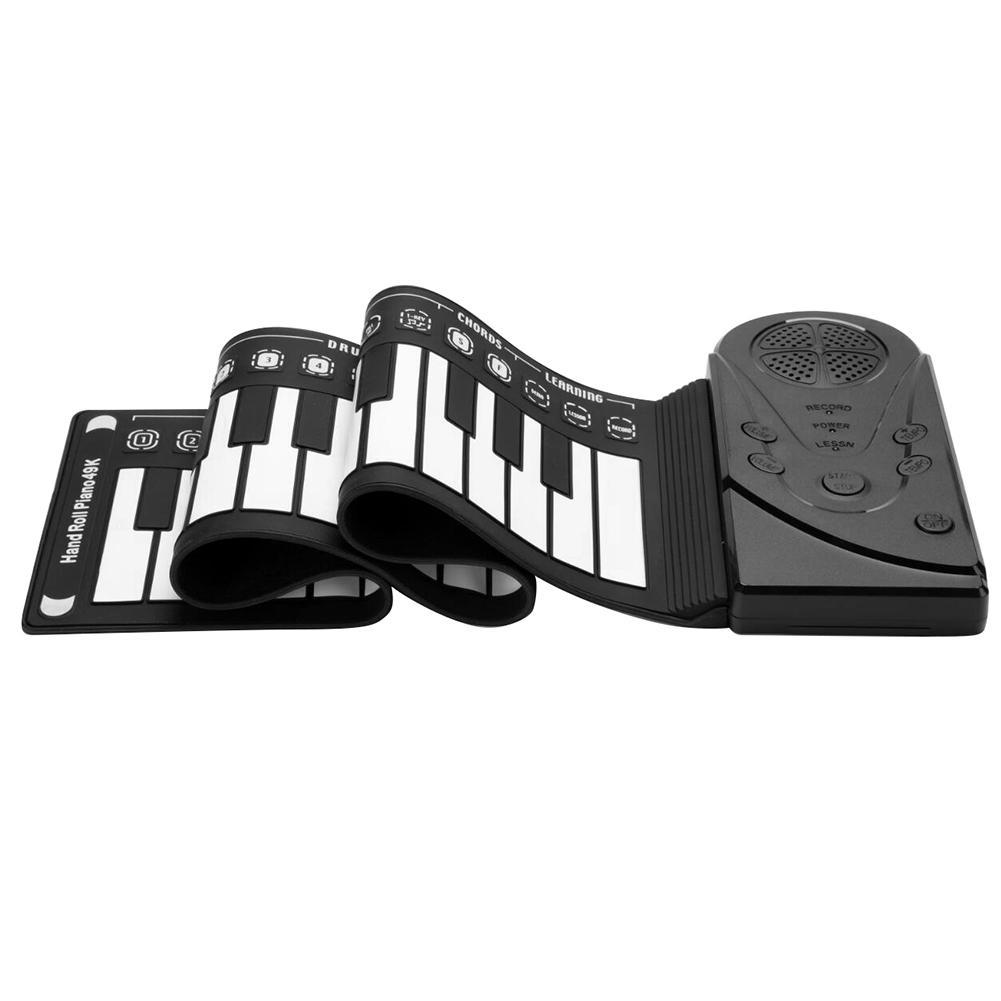 Portable 49-Key Flexible Silicone Roll Up Piano Folding Electronic Keyboard