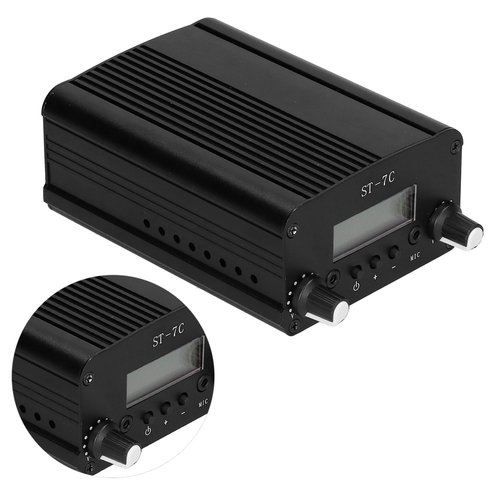 Romeng La Broadcast Transmitter Self‑Set FM Radio Stereo Station with LCD Screen US Plug 100‑240V 1/7W. 